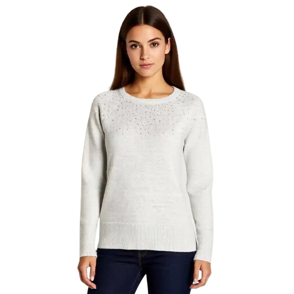 APT 9‎ Womens Sweater Sparkle Embellished Crew Neck Long Sleeve Knit Top NWT S